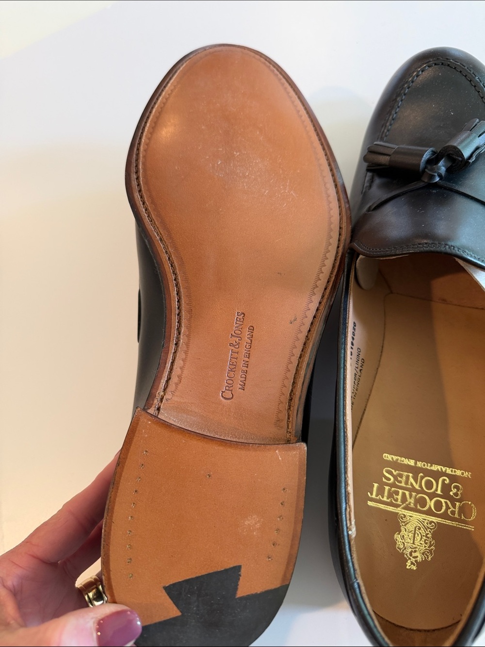 Crockett & Jones Cavendish Black Leather Tassel Loafers Sz 10E.  NWOB. Box45 - Picture 8 of 8